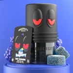 Blue Raspberry HHC Premium Gummies jar with bold blue cubes