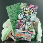 Field Trip Mint N Chip magic mushroom chocolate bar with opened green squares and ice cream-inspired background