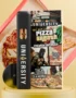 Pizza Breath THCA vape with pizza box, black cartridge, and comic-style illustrated packaging