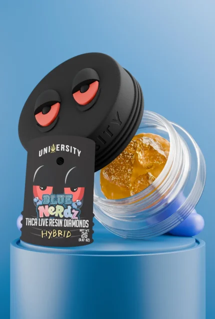 Blue Nerdz THCA Live Resin Diamonds Hybrid concentrate in jar