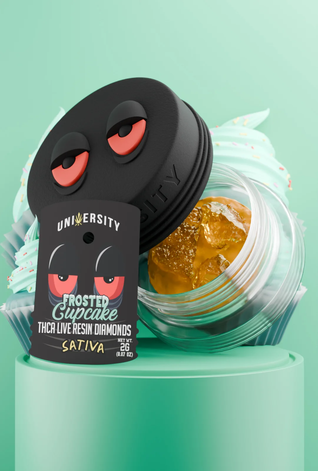trap-university-Frosted Cupcake Concentrate THCA Live Resin Diamonds Sativa 2g Frosted Cupcake THCA Live Resin Diamonds Sativa concentrate in jar