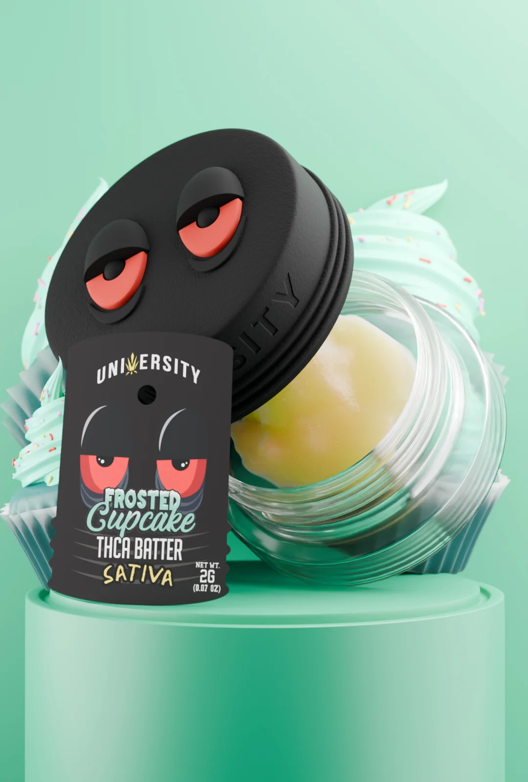 trap-university - Frosted Cupcake THCA Live Badder Sativa 2g Frosted Cupcake THCA Premium Live Batter Sativa concentrate jar
