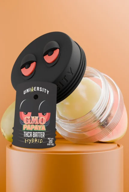 GMO Papaya THCA Premium Live Batter Hybrid concentrate jar