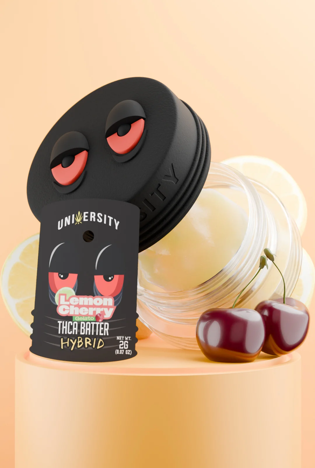 trap-university - Lemon Cherry Gelato THCA Live Badder Hybrid 2g Lemon Cherry Gelato THCA Premium Live Batter Hybrid concentrate jar