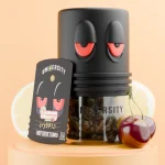 Lemon Cherry Gelato THCP Indoor Exotic Flower 3.5G hybrid strain in premium jar with lemon and cherry props