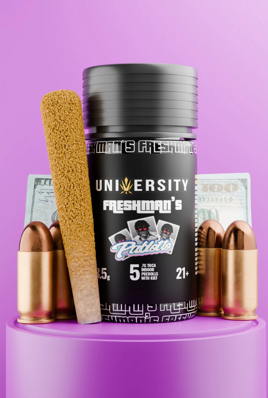 trap-university-Freshman’s Pablotto THCA Pre-Rolls – 5-Pack Pablotto THCP Hybrid Prerolls with Kief 3.5G Freshman