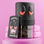 Pink Zaburst Runtz THCP Indoor Exotic Flower 3.5G sativa strain in premium jar with candy-inspired pink background