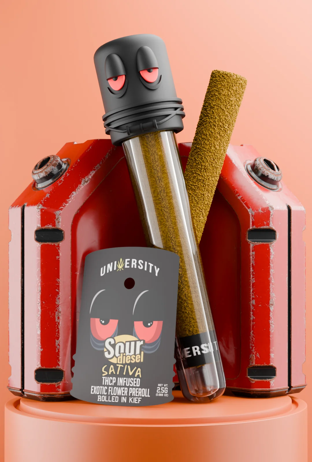 trap-university-Sour Diesel THCP THC Pre Rolls 2g Sour Diesel THCP Preroll 2G premium sativa preroll rolled in kief with bold diesel flavor and smooth citrus notes.