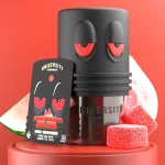Watermelon Splash HHC Premium Gummies jar with red cubes