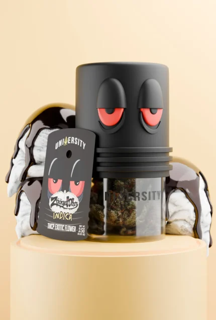 Zaagendaaz THCP Indoor Exotic Flower 3.5G indica strain in premium jar with ice cream-inspired design and exotic buds