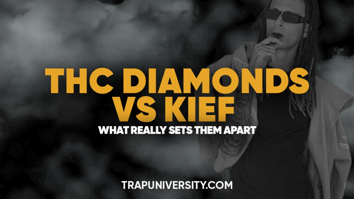 Smoky background and a person vaping illustrating THC diamonds vs kief differences