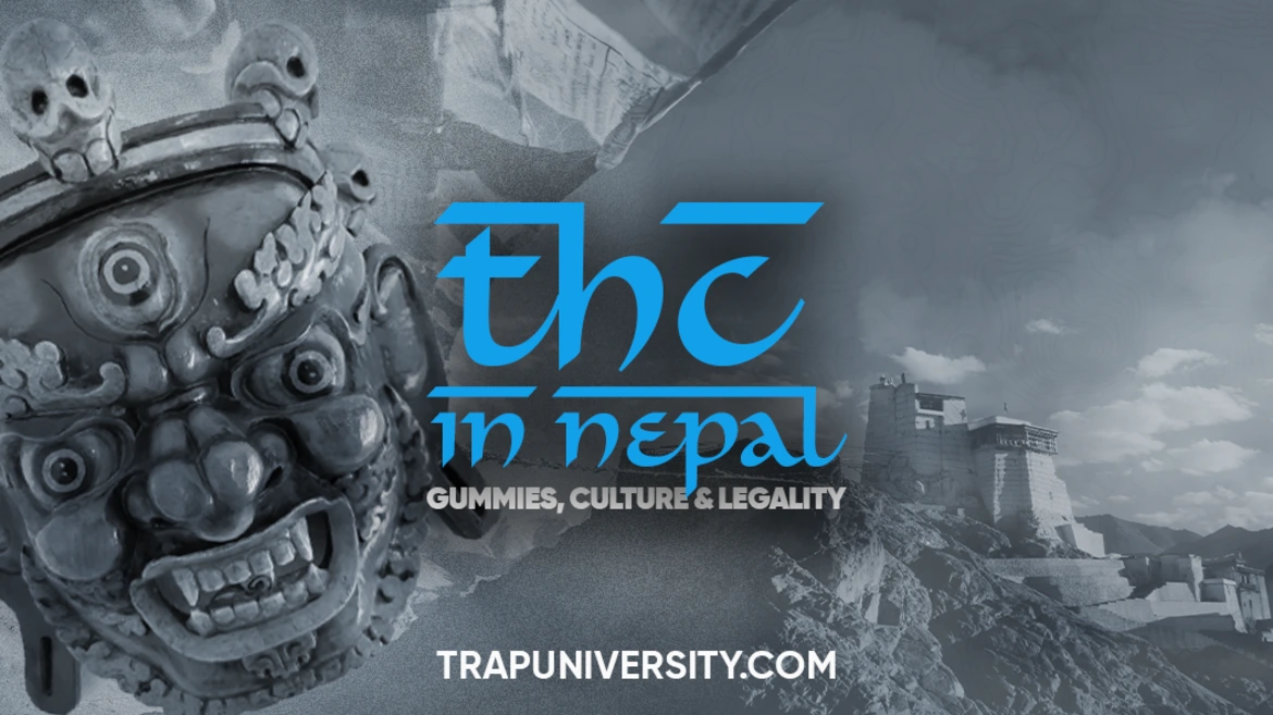 Nepalese cultural statue and mountains illustrating THC gummies in Nepal and what visitors should know