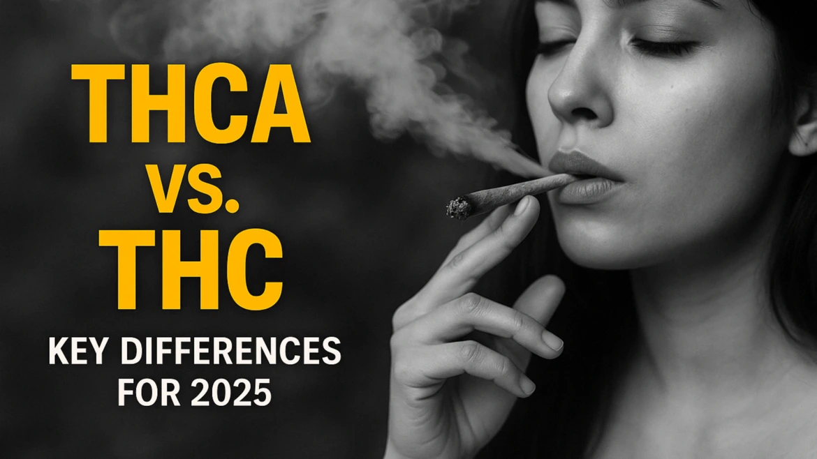 Woman smoking a joint illustrating THCA vs THC 2025 key differences