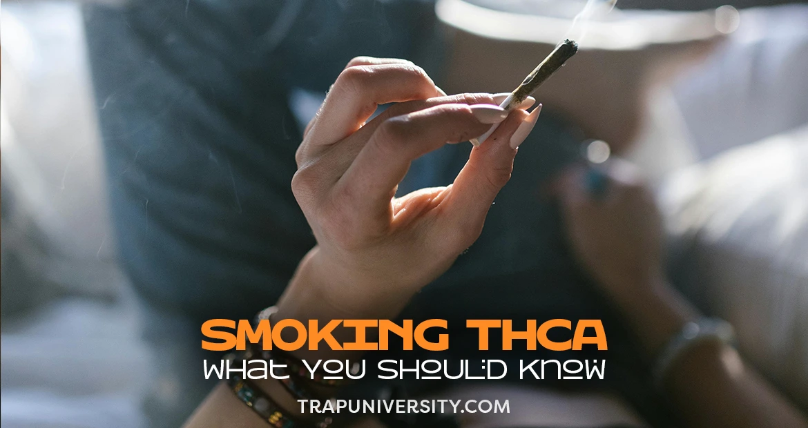 Hand holding a lit joint while discussing is THCA safe to smoke and what to expect