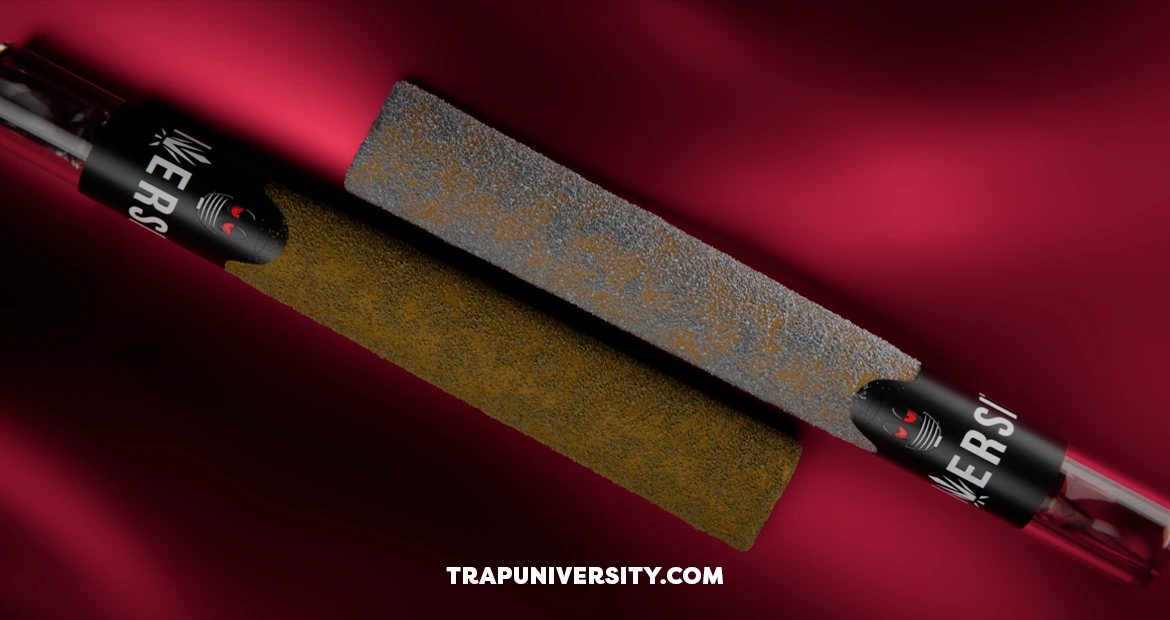 Diamond Infused vs regular pre rolls comparison showing infused pre roll coated with THCA diamonds