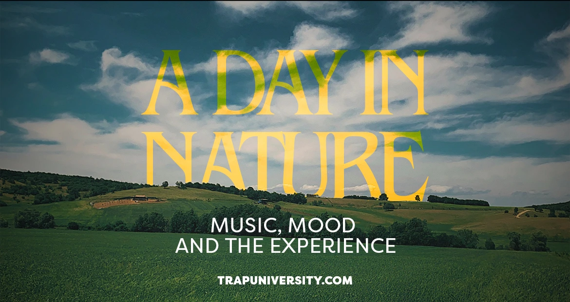 psychedelic gummies outdoor nature experience with relaxing music atmosphere and scenic landscape